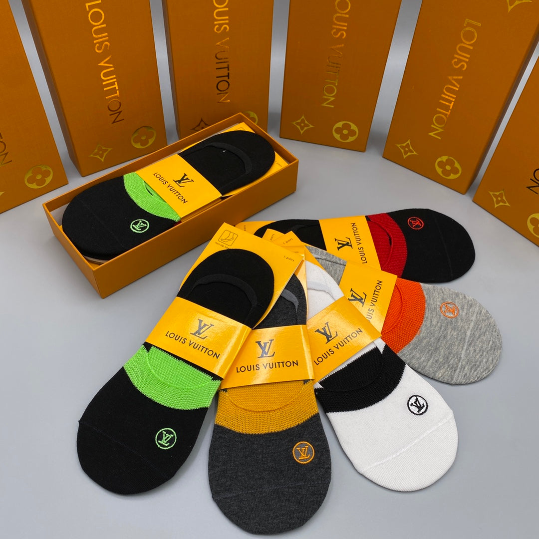 Louis Vuitton Neutral Coloured Packaged Lettering No-Show Socks, image 6