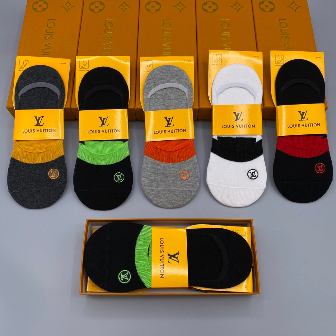 Louis Vuitton Neutral Coloured Packaged Lettering No-Show Socks, image 3