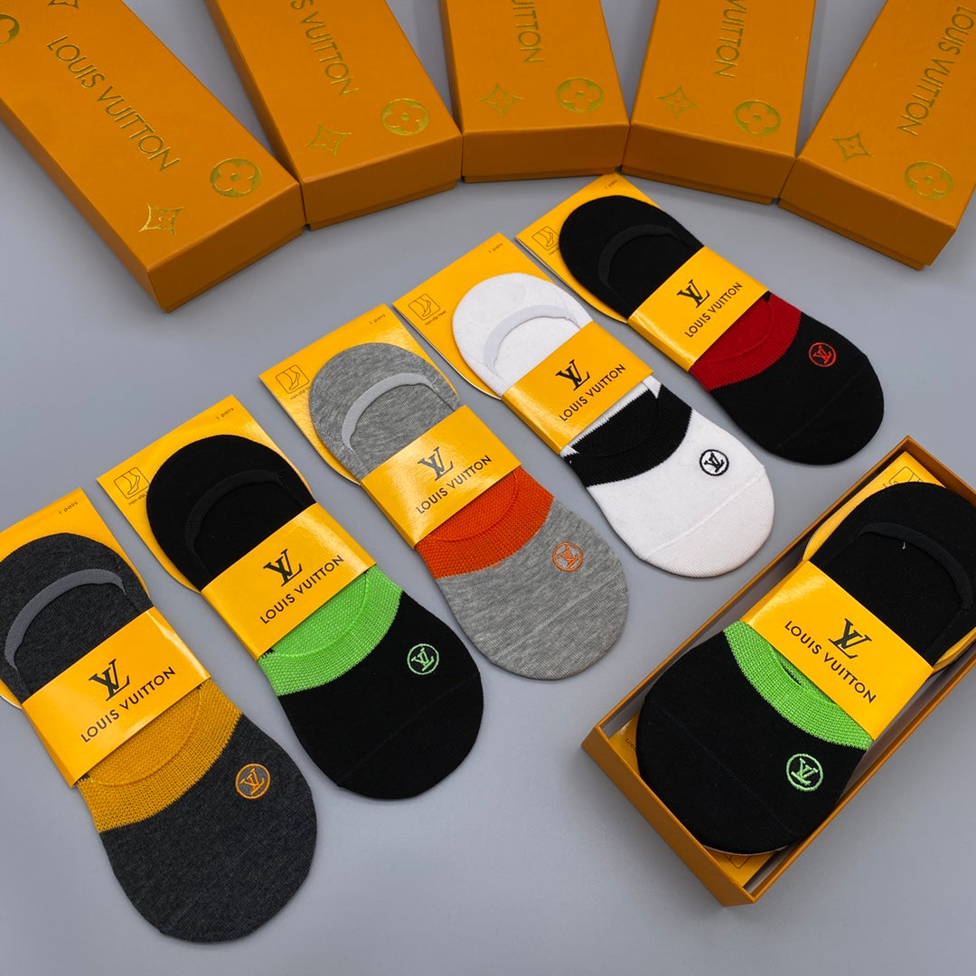 Louis Vuitton Neutral Coloured Packaged Lettering No-Show Socks, image 8