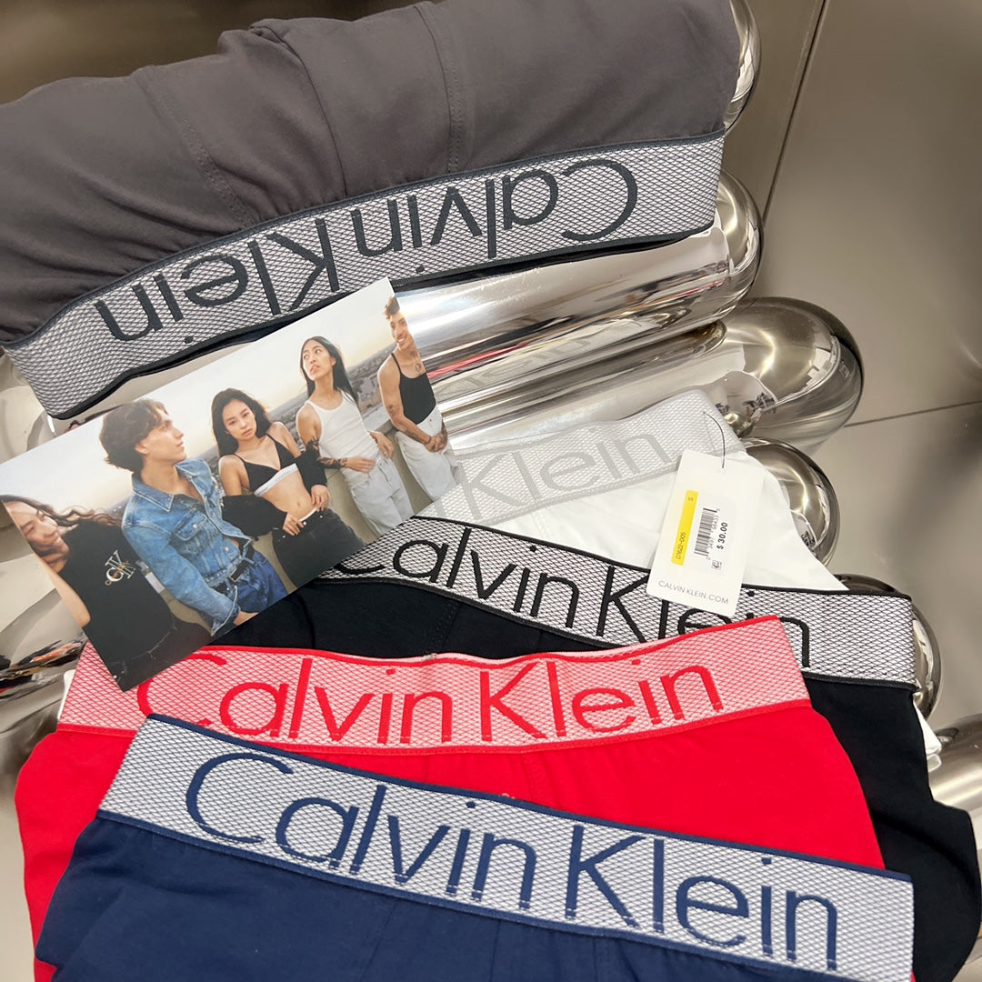 Calvin Klein Red Navy Oversized Waist Letters Boxer Briefs, image 2