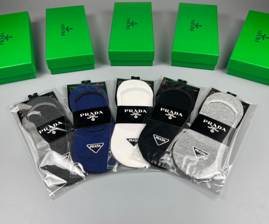Prada Neutral Packaged Small Triangle No-Show Socks, image 2