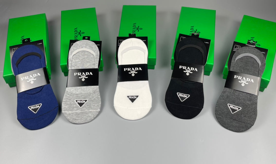 Prada Neutral Packaged Small Triangle No-Show Socks, image 6