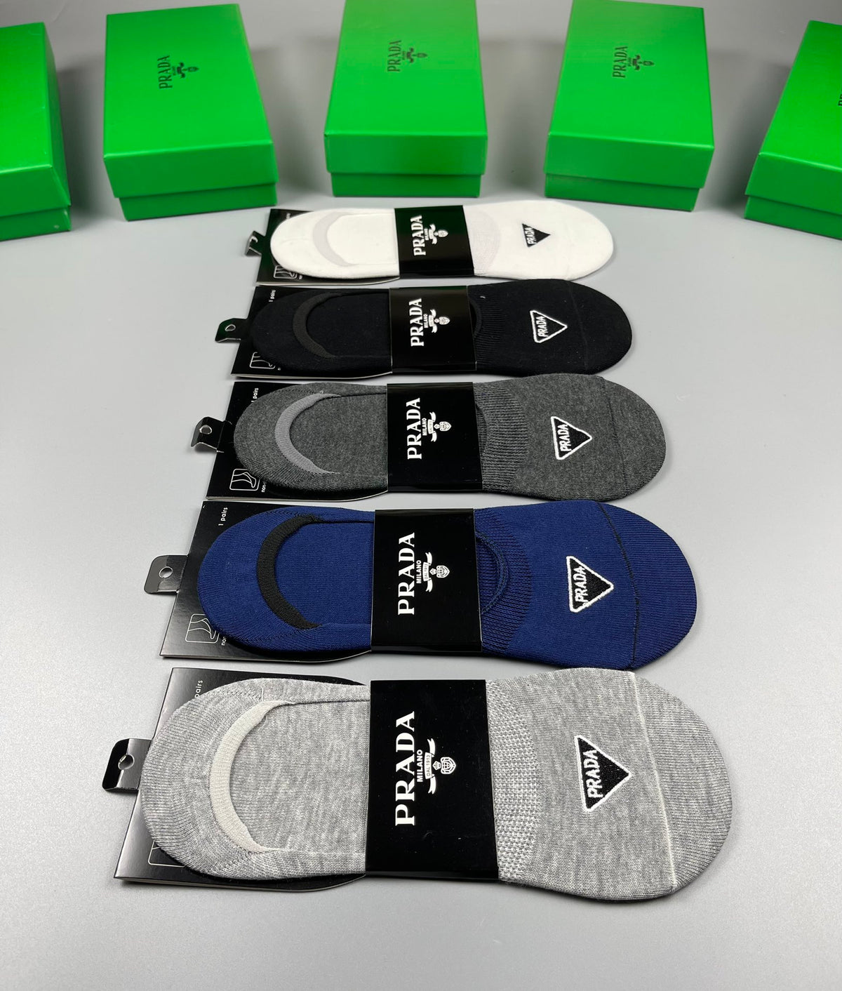 Prada Neutral Packaged Small Triangle No-Show Socks, image 9