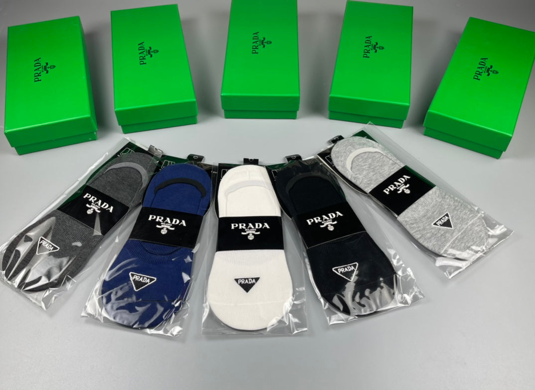 Prada Neutral Packaged Small Triangle No-Show Socks, image 1