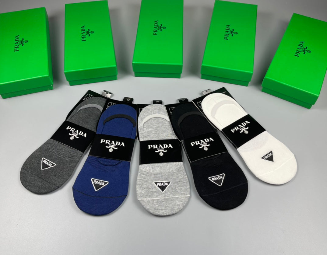 Prada Neutral Packaged Small Triangle No-Show Socks, image 4