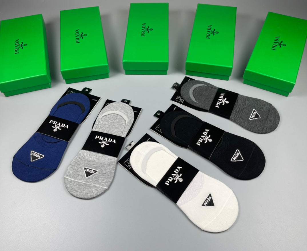 Prada Neutral Packaged Small Triangle No-Show Socks, image 7