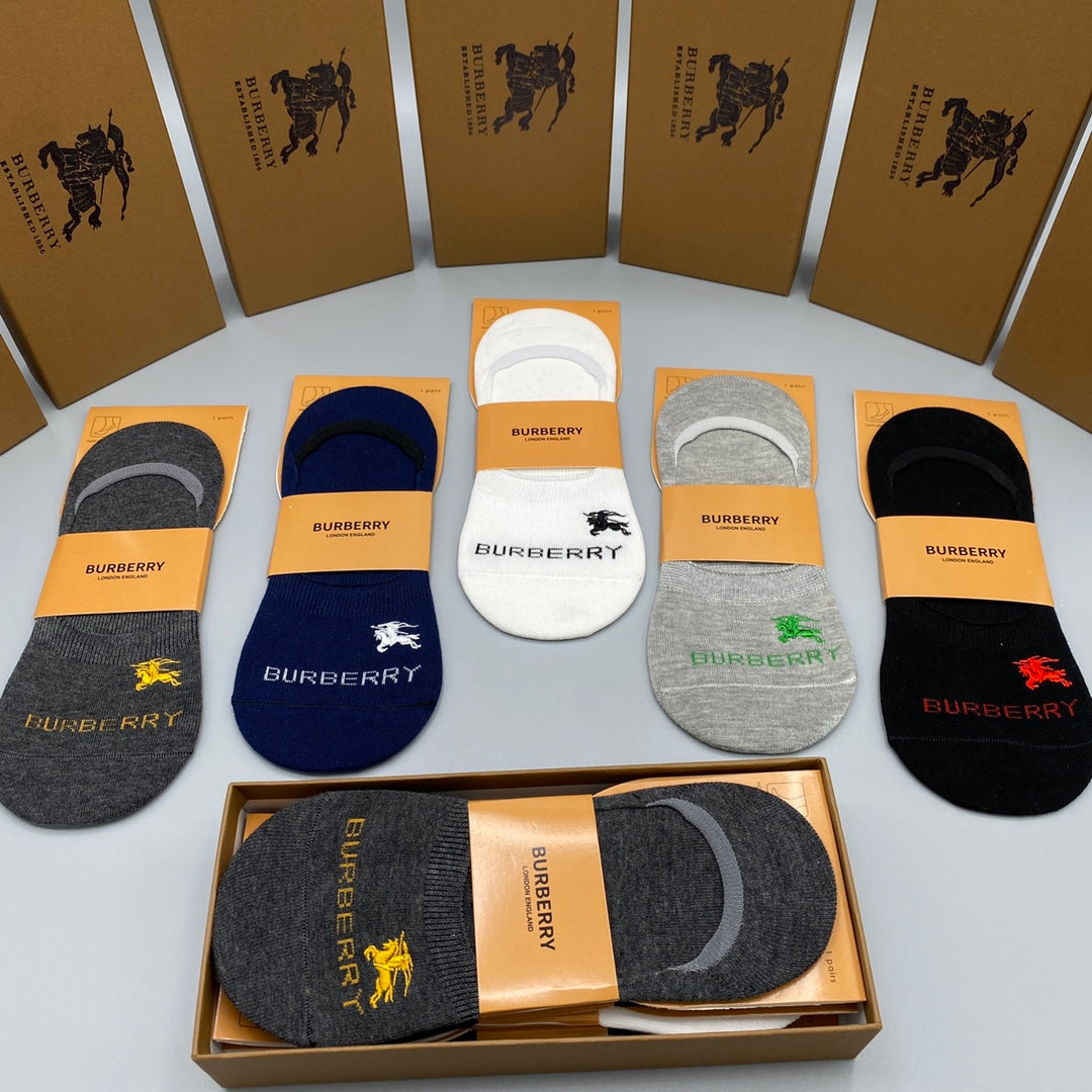 Burberry Grey Navy Packaged Colour Blocks No-Show Socks, image 8