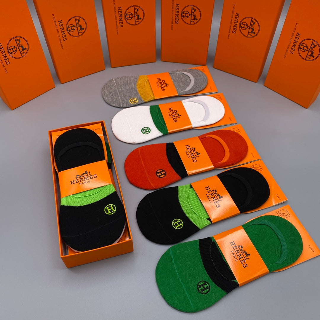 Hermès Bright Multicolour Carriage Footbed No-Show Socks, image 4