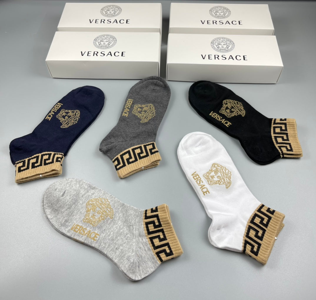 Versace Neutral Gold Key Forefoot No-Show Socks, image 5