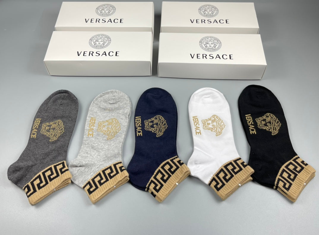 Versace Neutral Gold Key Forefoot No-Show Socks, image 1
