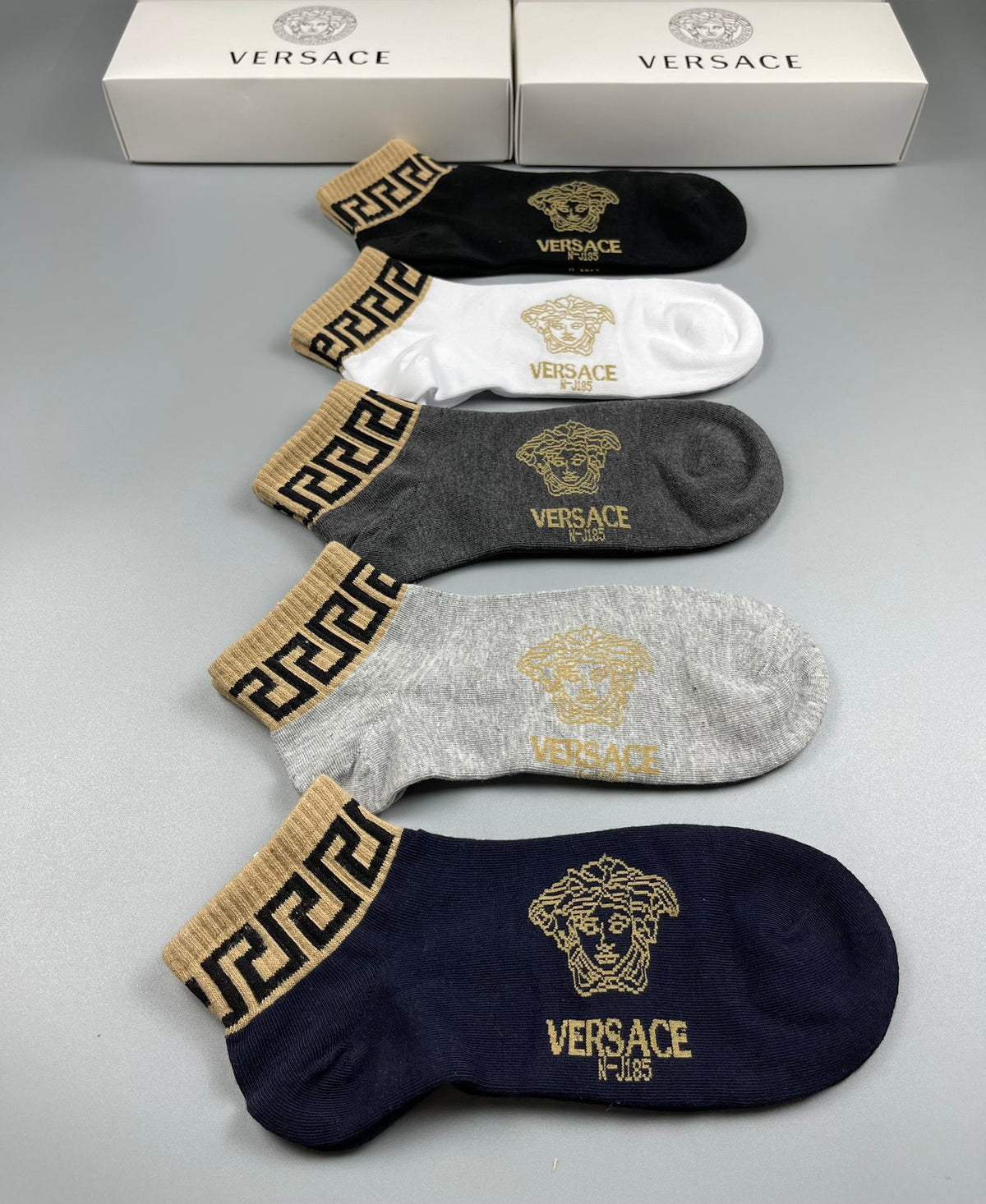Versace Neutral Gold Key Forefoot No-Show Socks, image 8