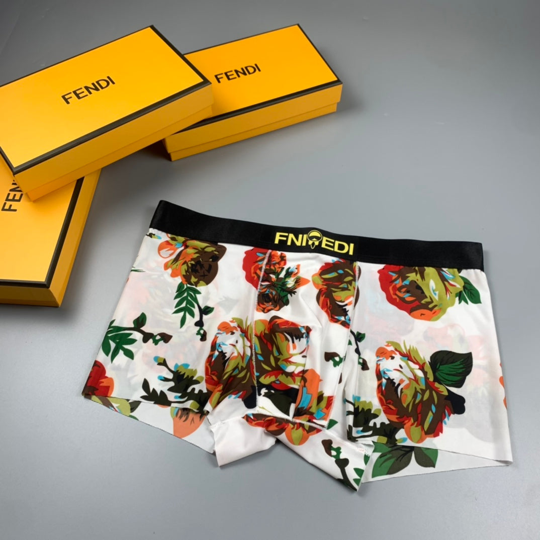 Fendi Cream Black Dense Multicolour Print Boxer Briefs, image 5
