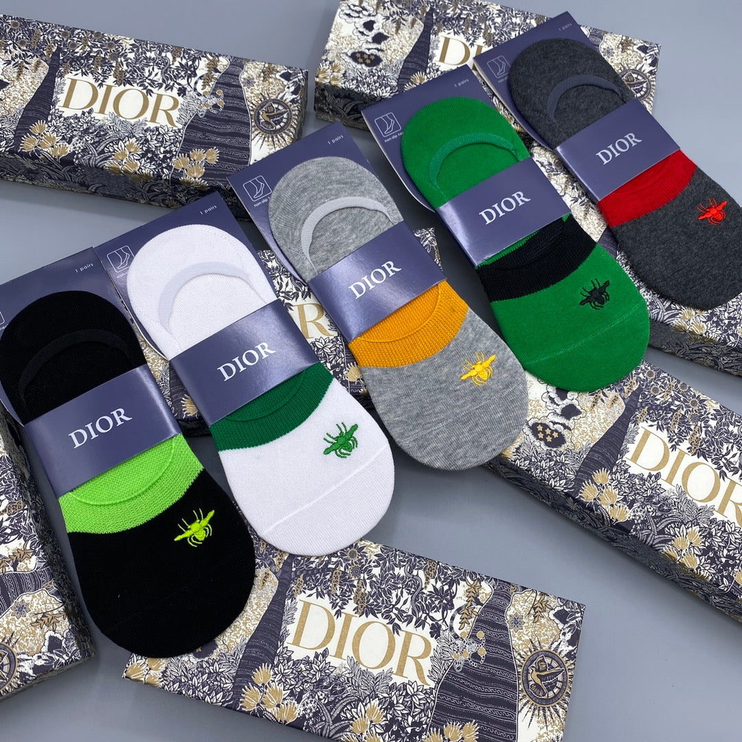 Dior Bright Neutral Packaged Colour Blocks No-Show Socks, image 8
