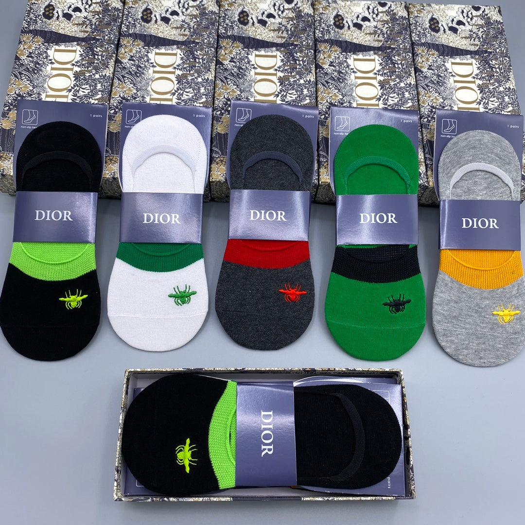 Dior Bright Neutral Packaged Colour Blocks No-Show Socks, image 2