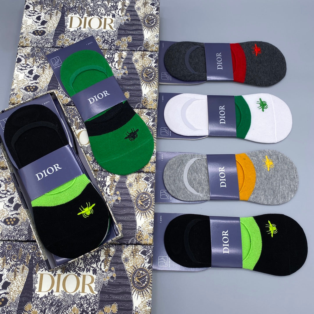 Dior Bright Neutral Packaged Colour Blocks No-Show Socks, image 6