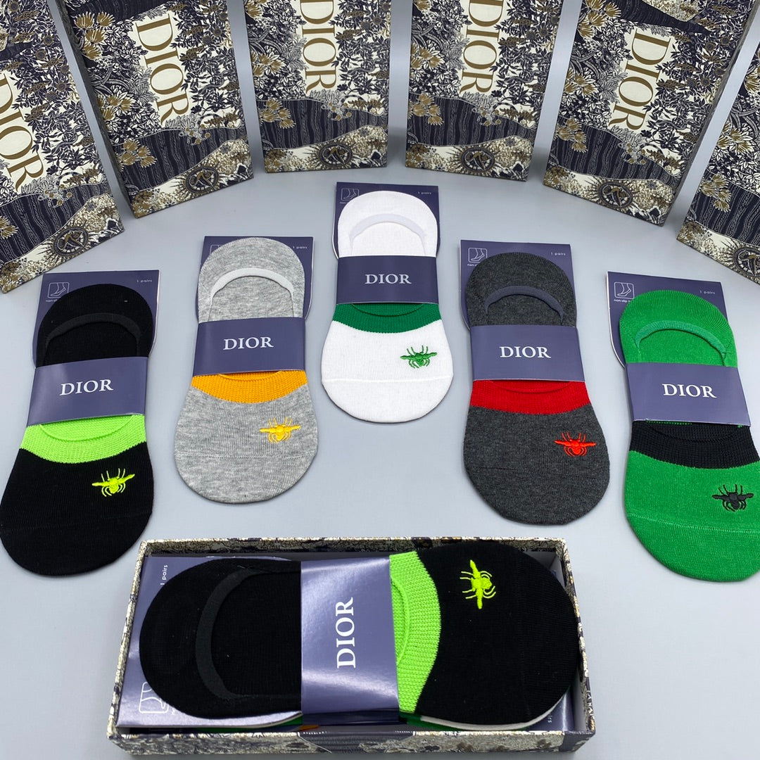 Dior Bright Neutral Packaged Colour Blocks No-Show Socks, image 7