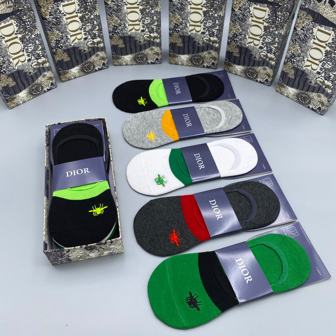 Dior Bright Neutral Packaged Colour Blocks No-Show Socks, image 1