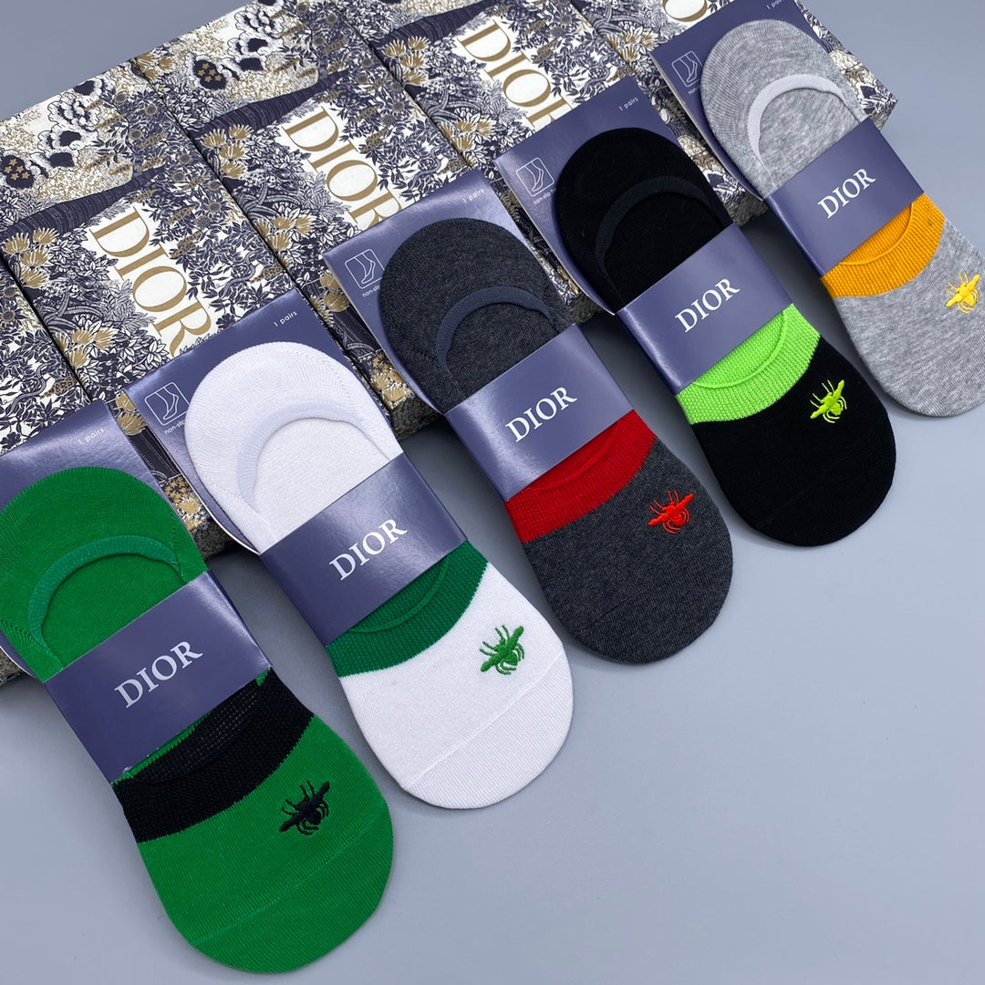Dior Bright Neutral Packaged Colour Blocks No-Show Socks, image 3