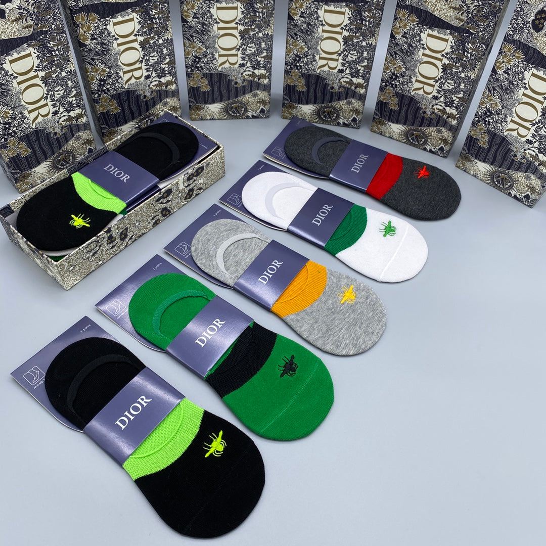 Dior Bright Neutral Packaged Colour Blocks No-Show Socks, image 4
