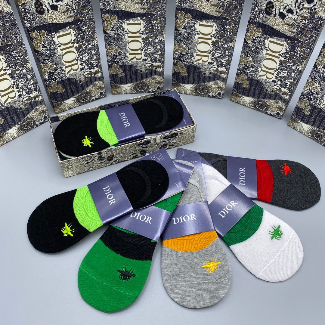 Dior Bright Neutral Packaged Colour Blocks No-Show Socks, image 5