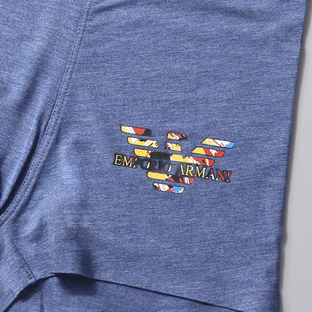 Emporio Armani Black Grey Blue Gold Wing Crew Socks, image 8