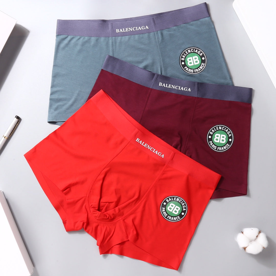 Balenciaga Red Burgundy Grey Green Round Patch Boxer Briefs, image 4