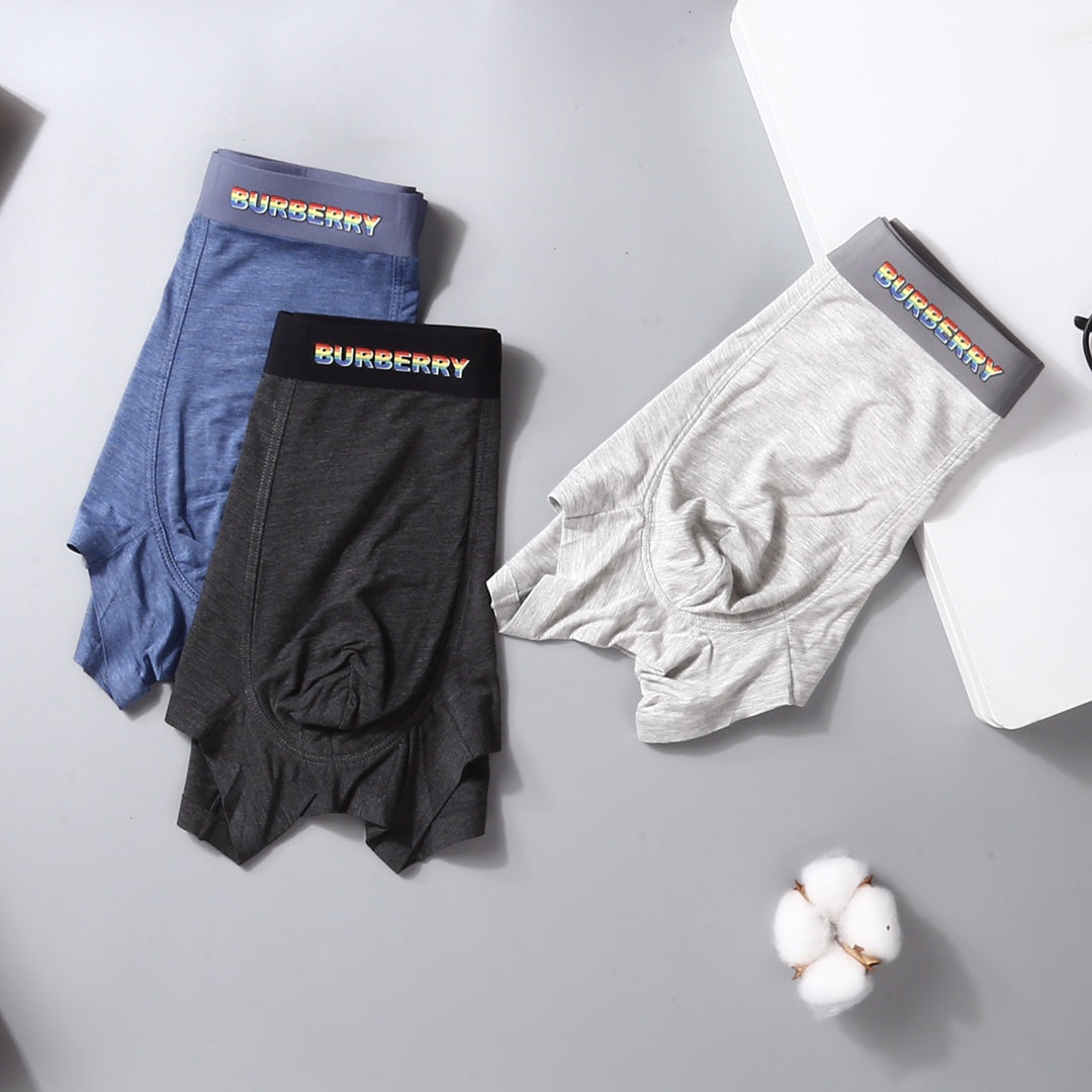 Burberry Blue Grey Black Broad Wordmark Waist Boxer Briefs, image 2