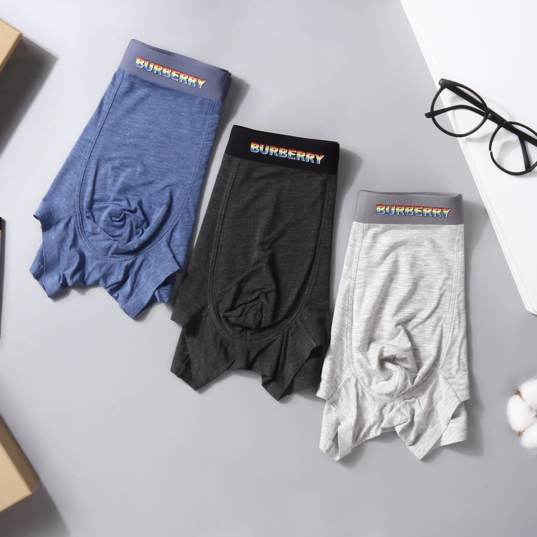 Burberry Blue Grey Black Broad Wordmark Waist Boxer Briefs, image 1