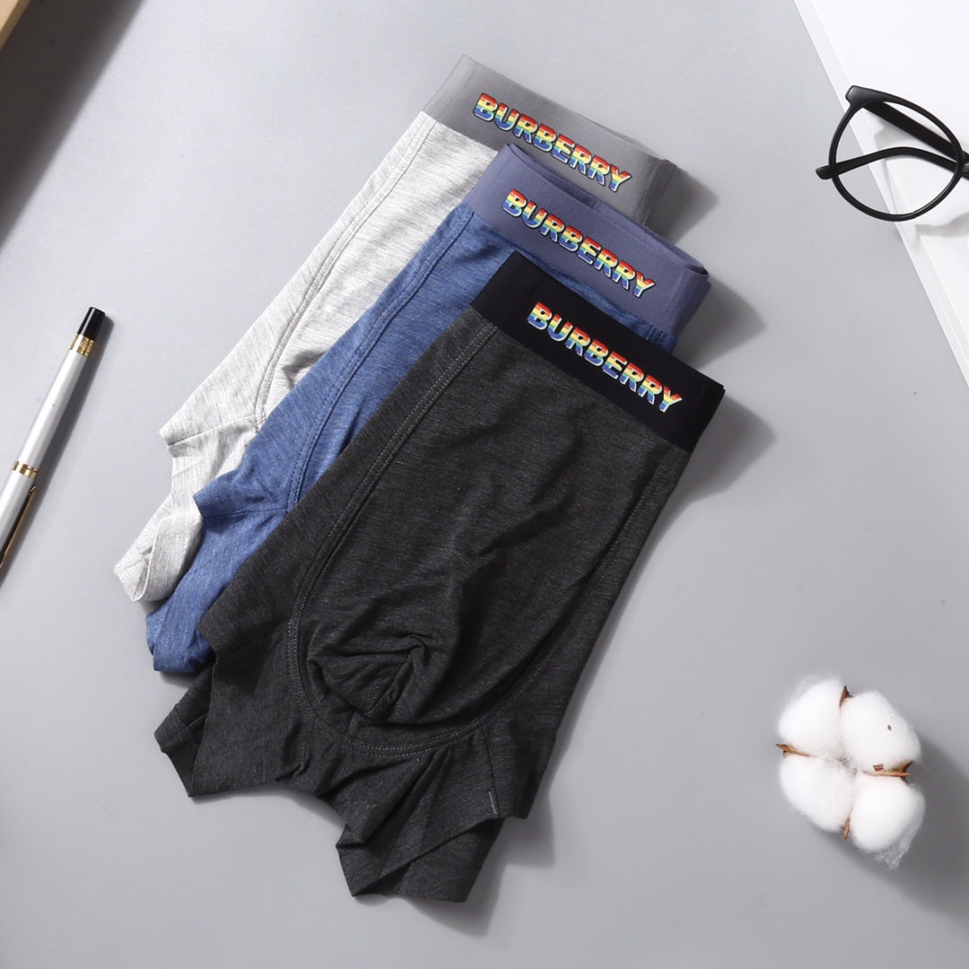 Burberry Blue Grey Black Broad Wordmark Waist Boxer Briefs, image 3