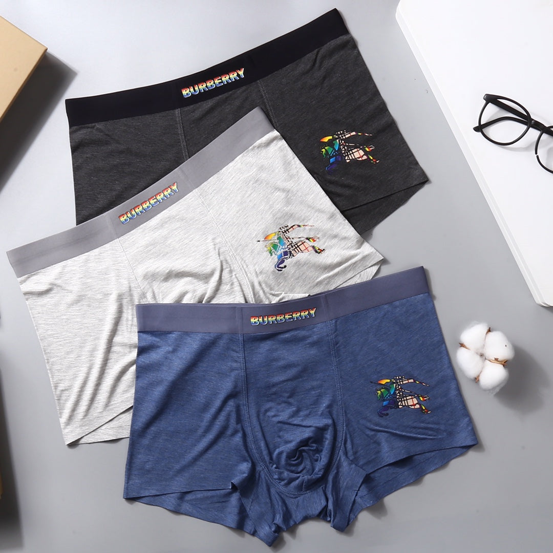 Burberry Blue Grey Black Broad Wordmark Waist Boxer Briefs, image 7