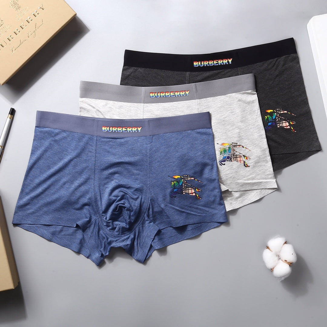 Burberry Blue Grey Black Broad Wordmark Waist Boxer Briefs, image 4