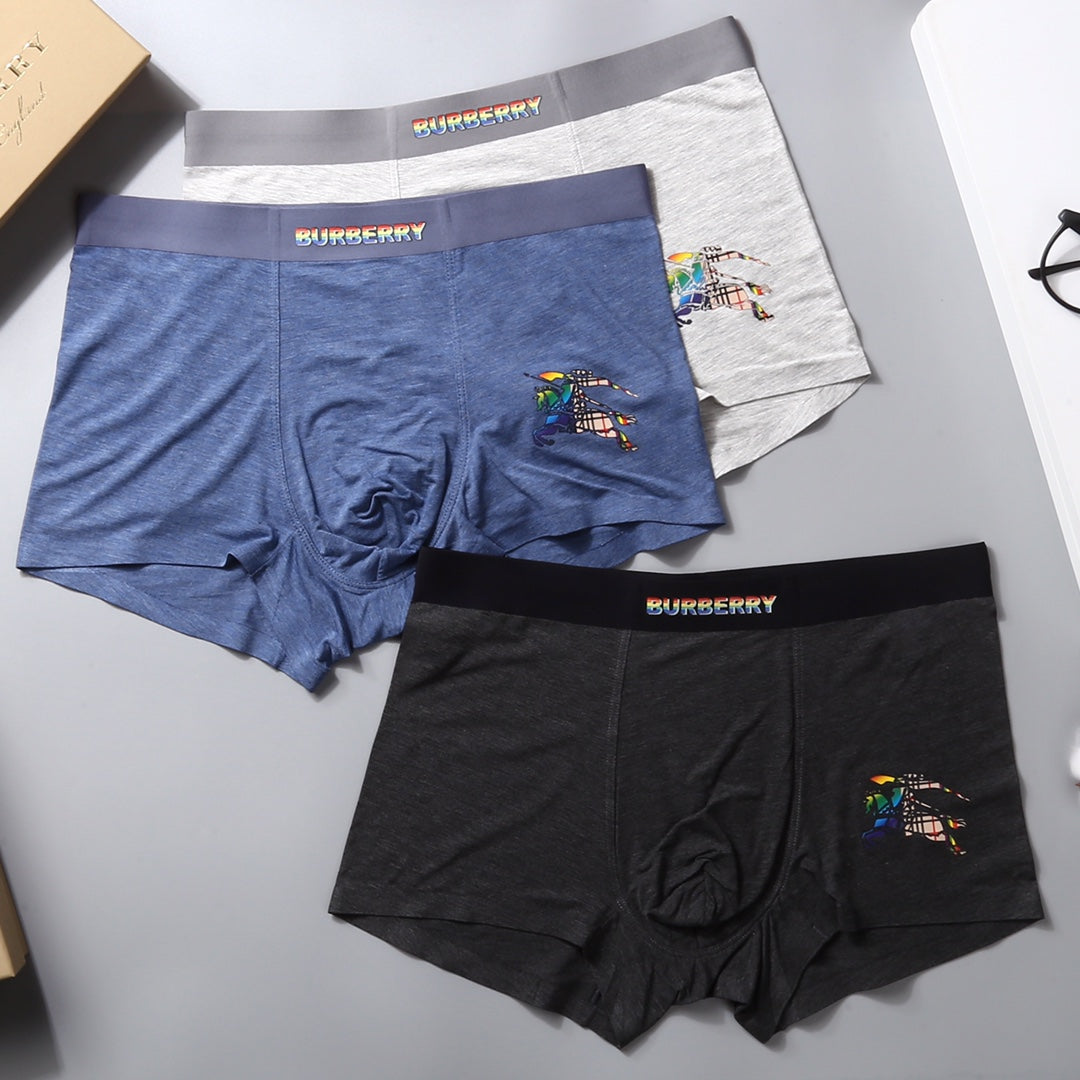Burberry Blue Grey Black Broad Wordmark Waist Boxer Briefs, image 6