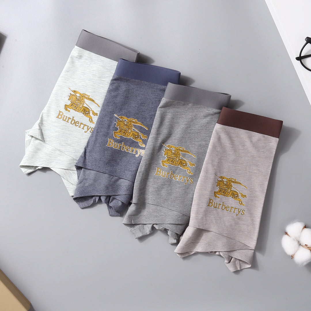 Burberry Grey Burgundy Dark Gold Horse Boxer Briefs, image 1