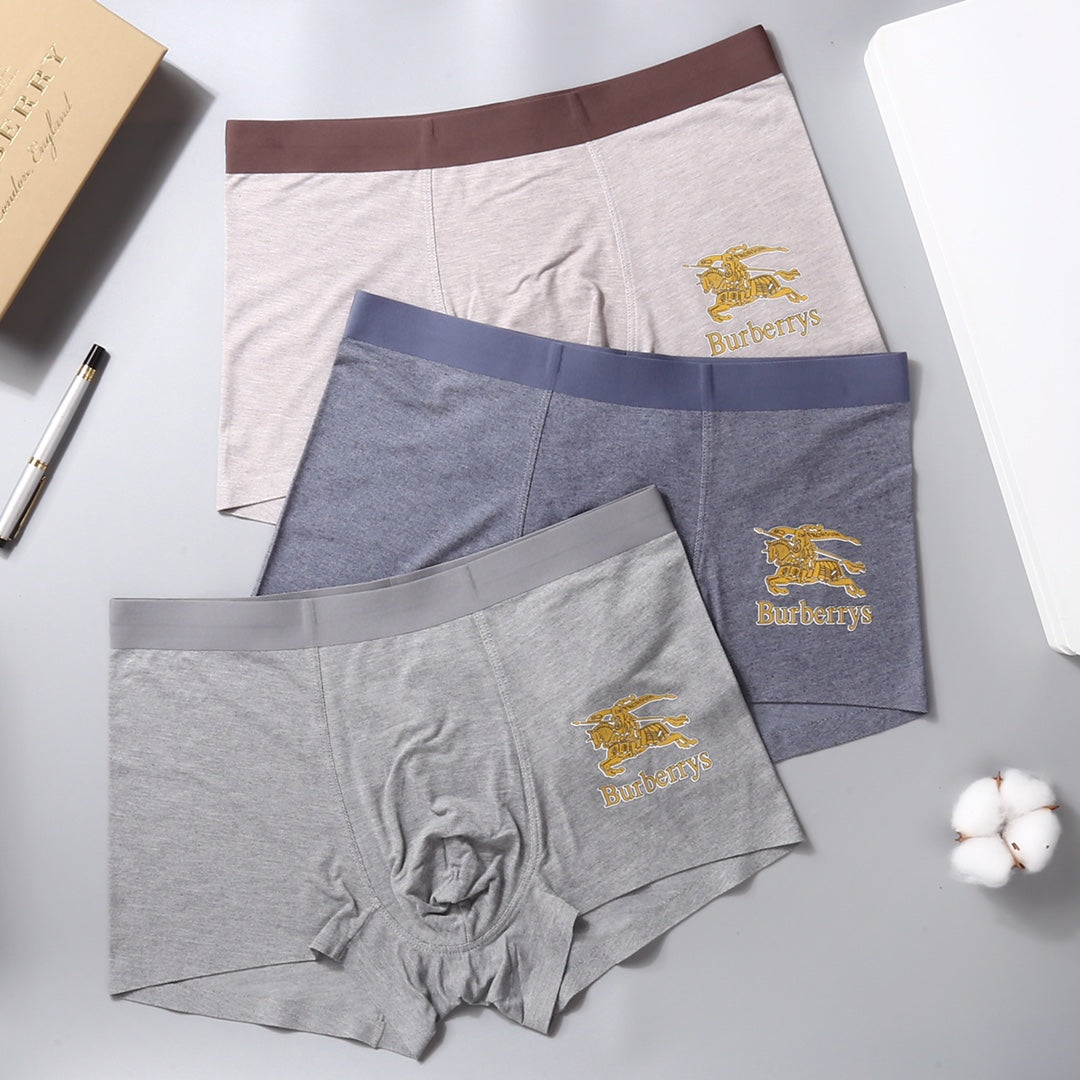 Burberry Grey Burgundy Dark Gold Horse Boxer Briefs, image 5