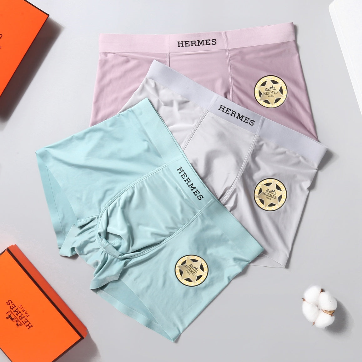 Hermès Mint White Pink Vertical Wordmark Boxer Briefs, image 5
