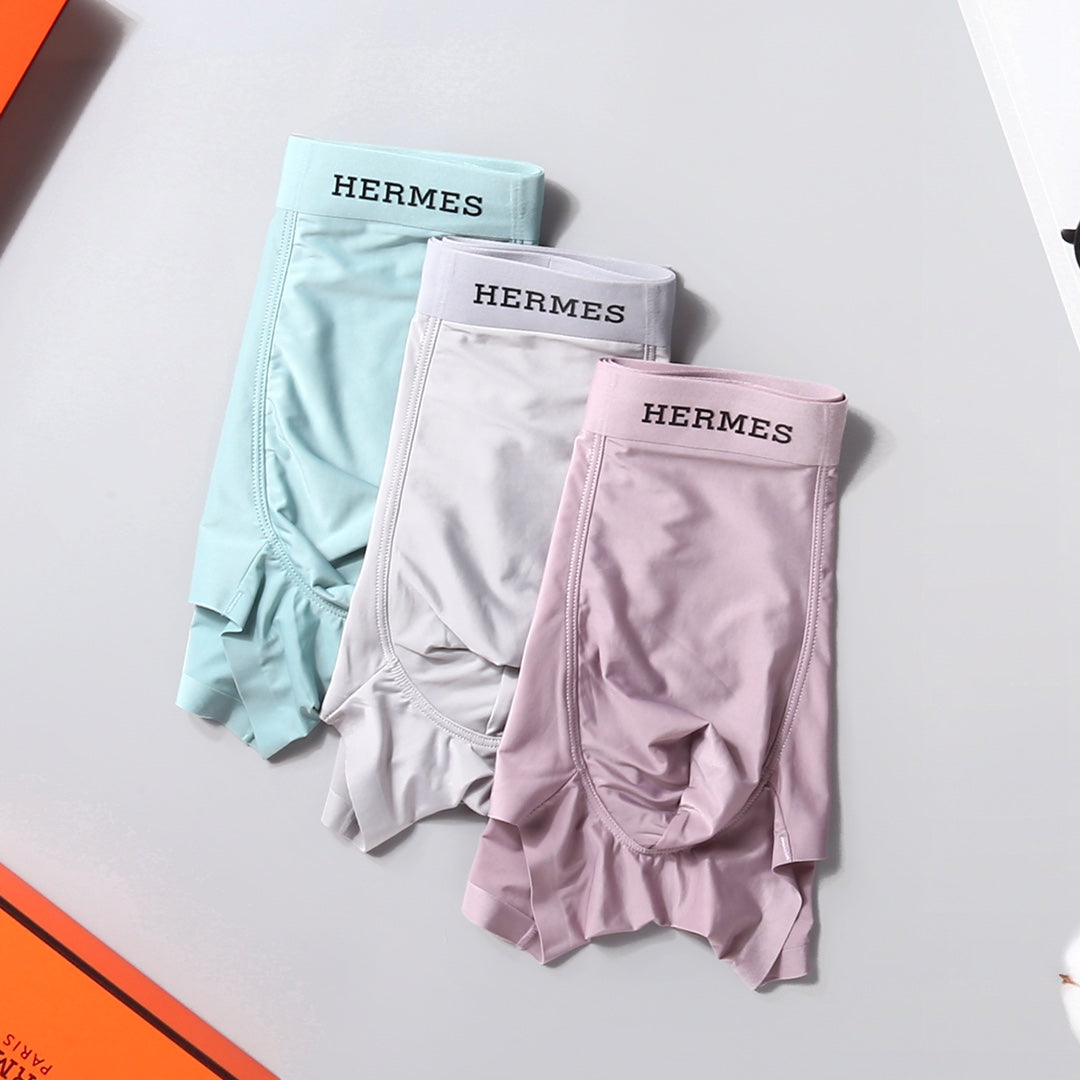 Hermès Mint White Pink Vertical Wordmark Boxer Briefs, image 1