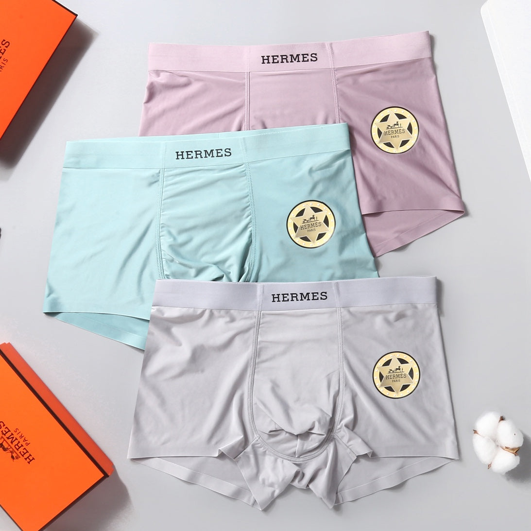 Hermès Mint White Pink Vertical Wordmark Boxer Briefs, image 7
