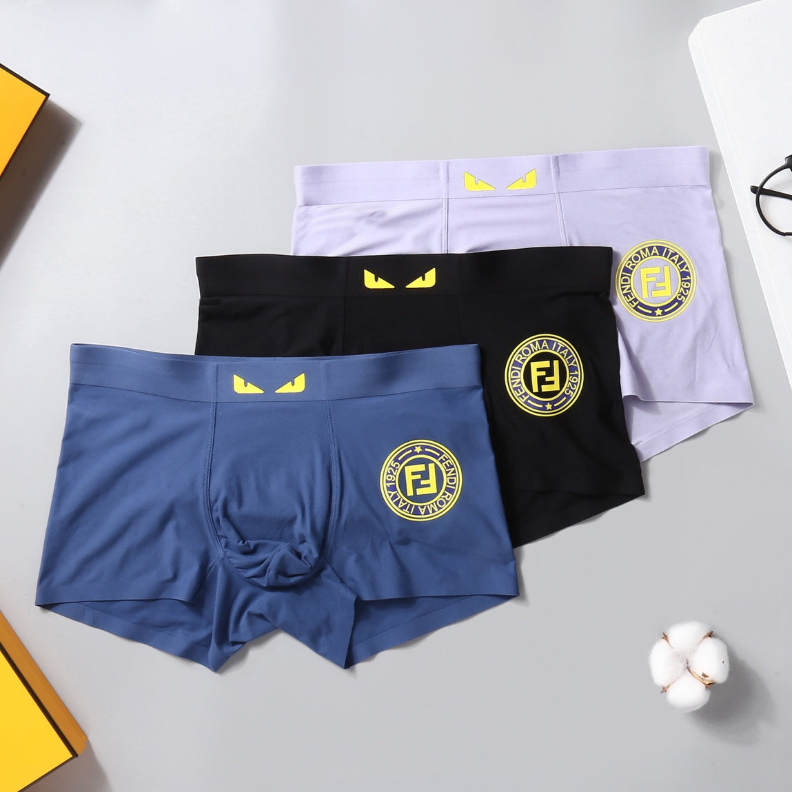 Fendi Pastel Grey Black Round Letter Motif Boxer Briefs, image 3