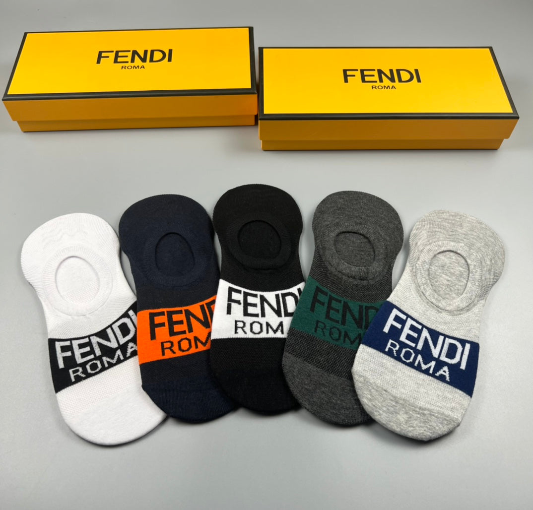Fendi Neutral Bold Colour Letter Bands No-Show Socks, image 8