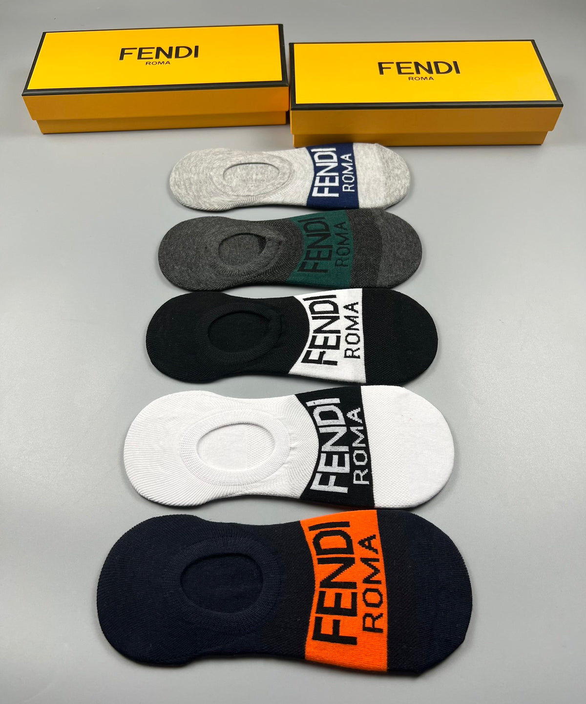 Fendi Neutral Bold Colour Letter Bands No-Show Socks, image 9