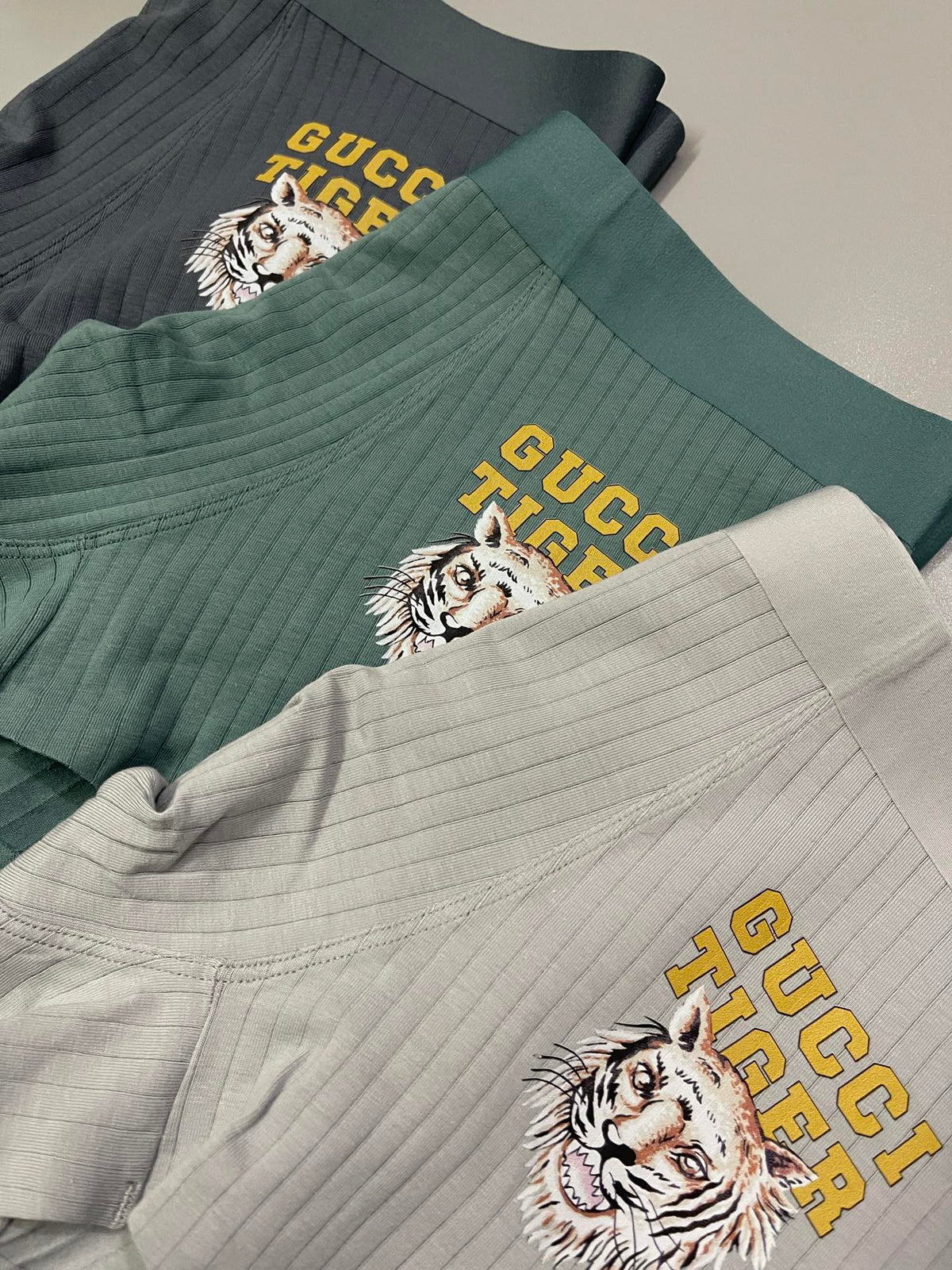Gucci Grey Cream Green Crest Motifs Boxer Briefs, image 6