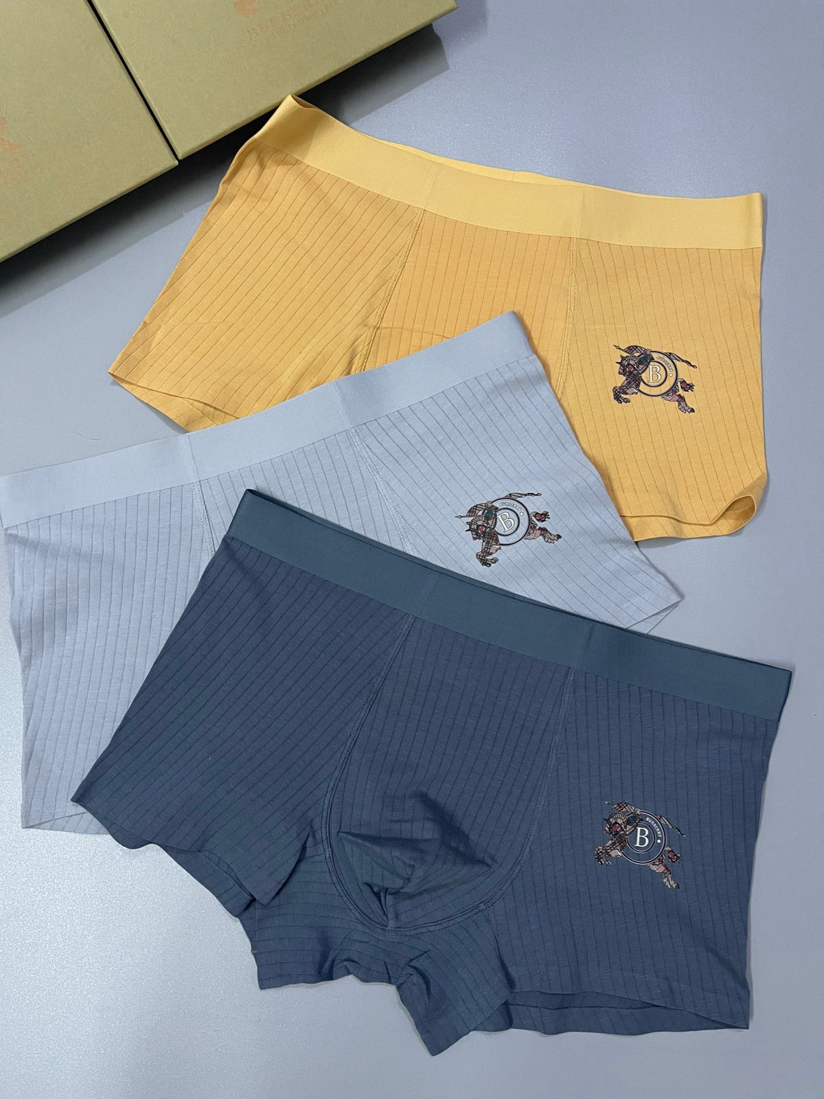 Burberry Yellow Grey Blue Small Horse Motifs Boxer Briefs, image 2