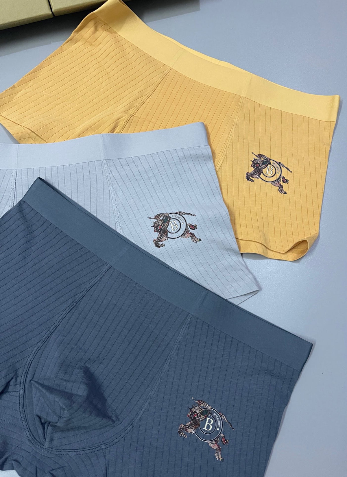Burberry Yellow Grey Blue Small Horse Motifs Boxer Briefs, image 8