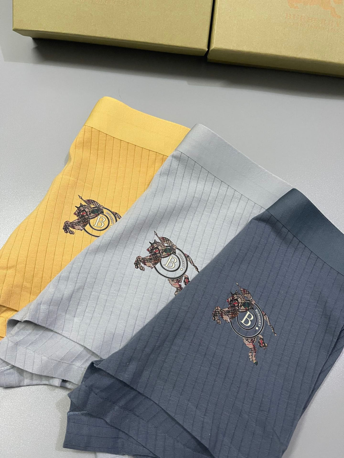 Burberry Yellow Grey Blue Small Horse Motifs Boxer Briefs, image 3