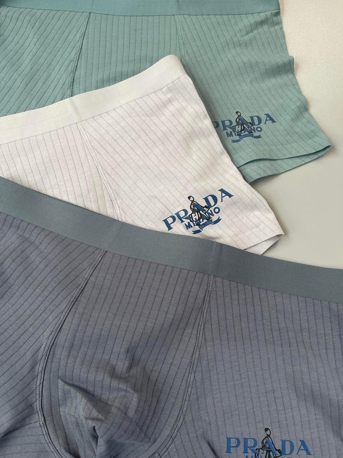 Prada Green White Grey Small Line Motif Boxer Briefs, image 3