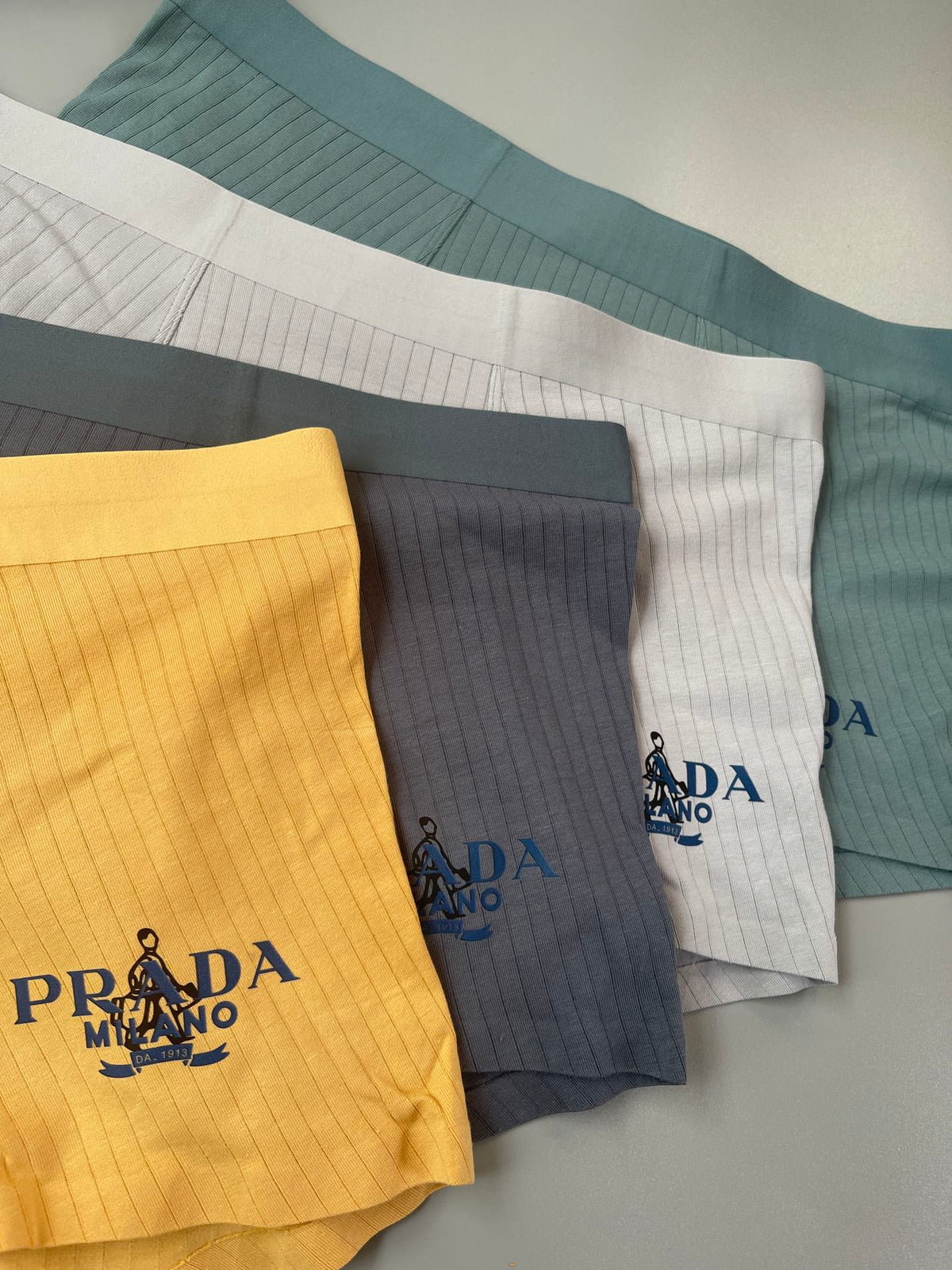 Prada Yellow Grey Green Line Motif Boxer Briefs, image 4