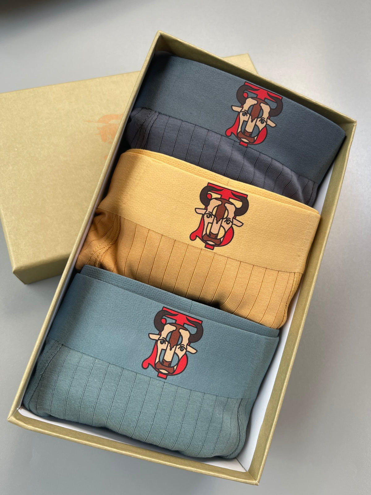 Burberry Teal Grey Yellow Contrast Waist Boxer Briefs, image 8
