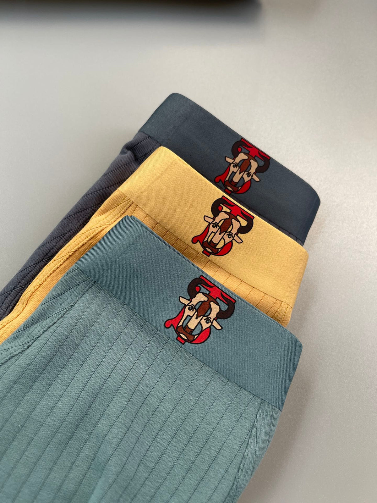 Burberry Teal Grey Yellow Contrast Waist Boxer Briefs, image 5