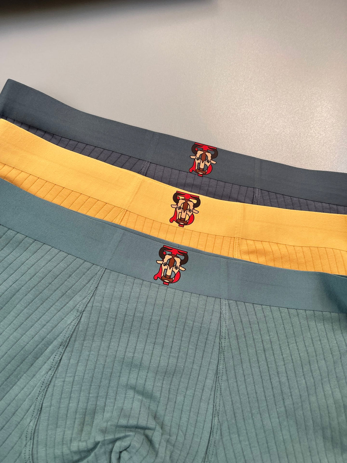 Burberry Teal Grey Yellow Contrast Waist Boxer Briefs, image 3