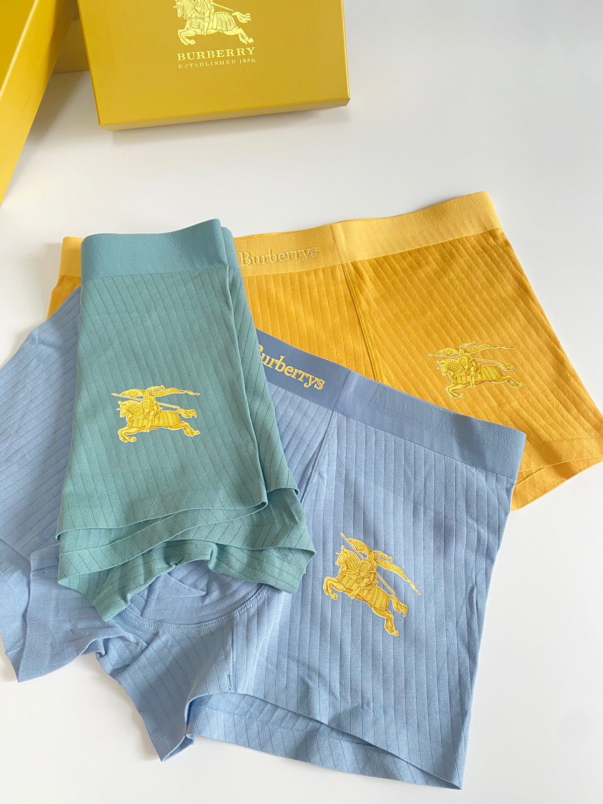Burberry Blue Grey Yellow Small Horse Boxer Briefs, image 5
